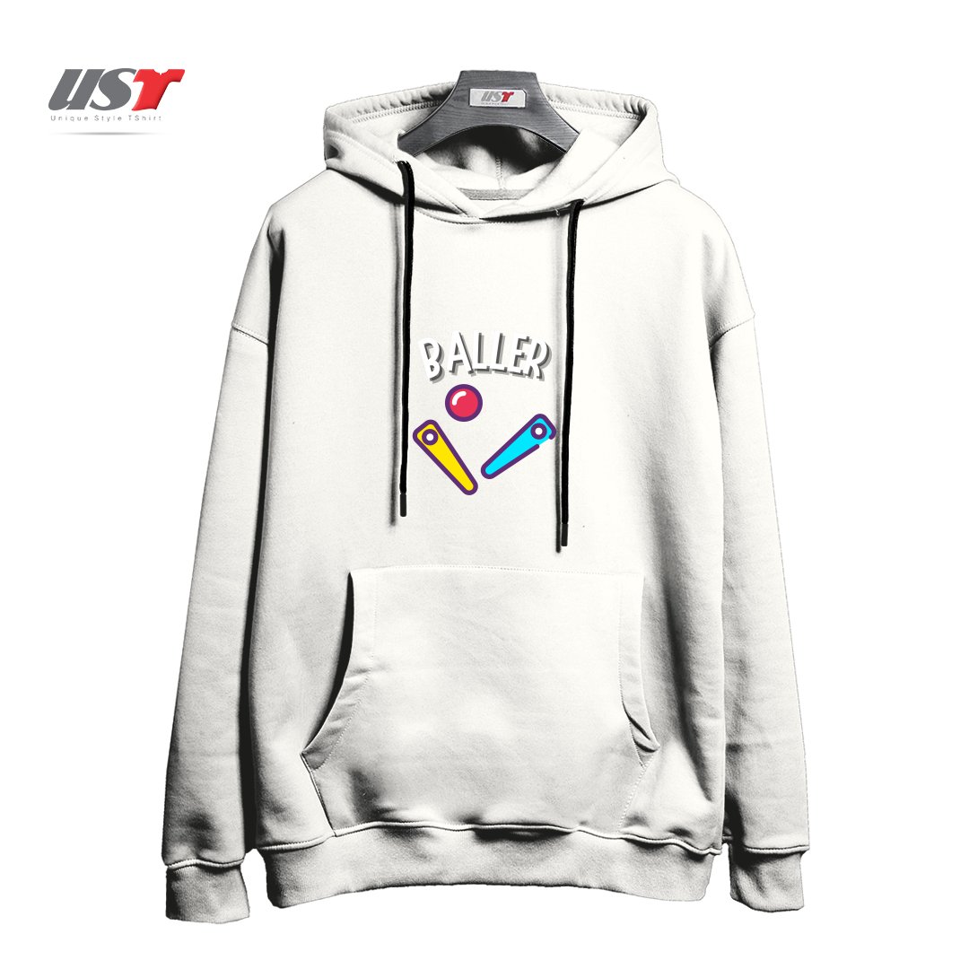 طرح BALLER هودی اورسایزرنگ سفید