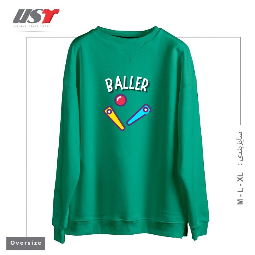 طرح BALLER سوییشرت اورسایزرنگ سبز سدری