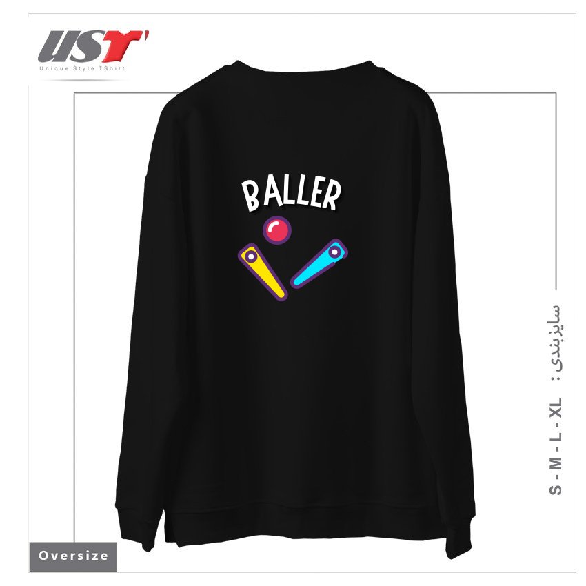 طرح BALLER سوییشرت اورسایزرنگ مشکی