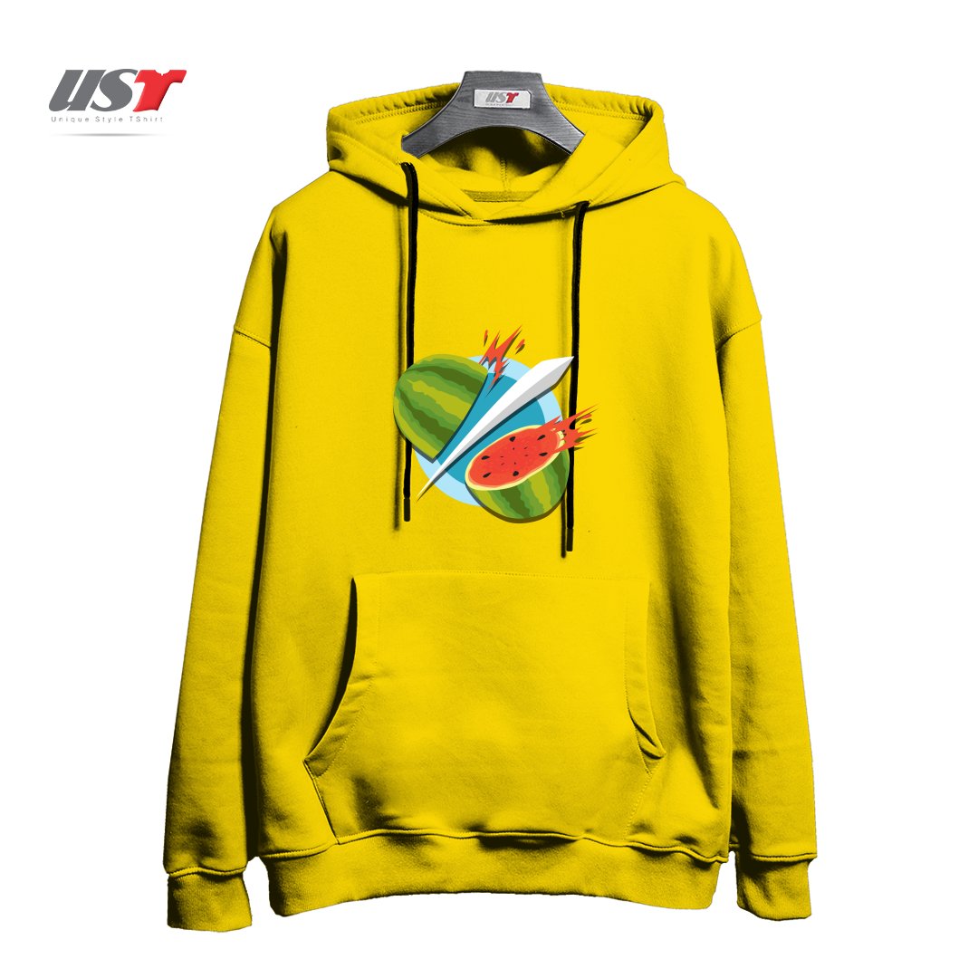 طرح FRUIT NINJA CLASSIC هودی اورسایزرنگ زرد