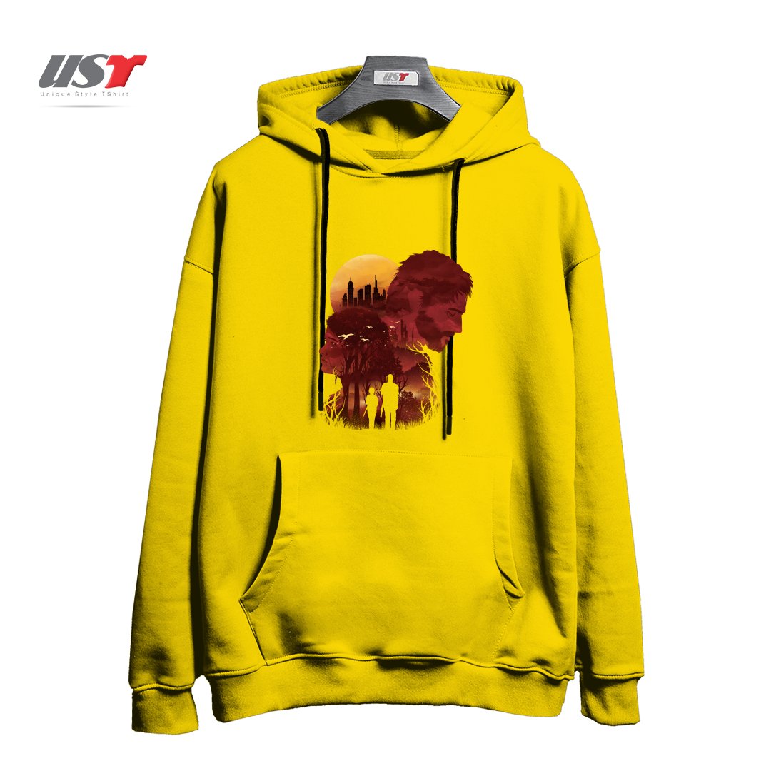 طرح THE LAST SUNSET هودی اورسایزرنگ زرد