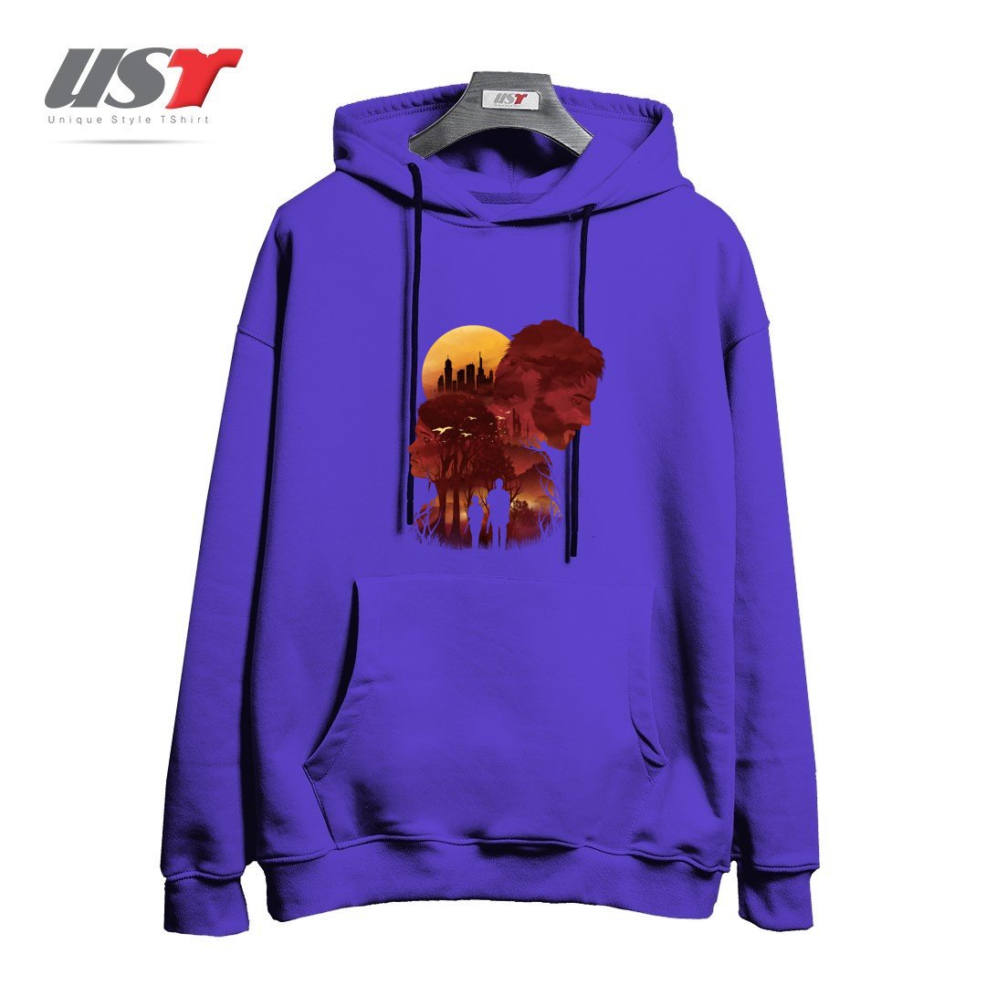 طرح THE LAST SUNSET هودی اورسایزرنگ بنفش