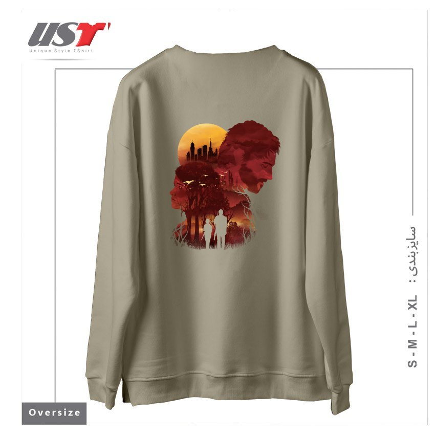 طرح THE LAST SUNSET سوییشرت اورسایزرنگ نخودی