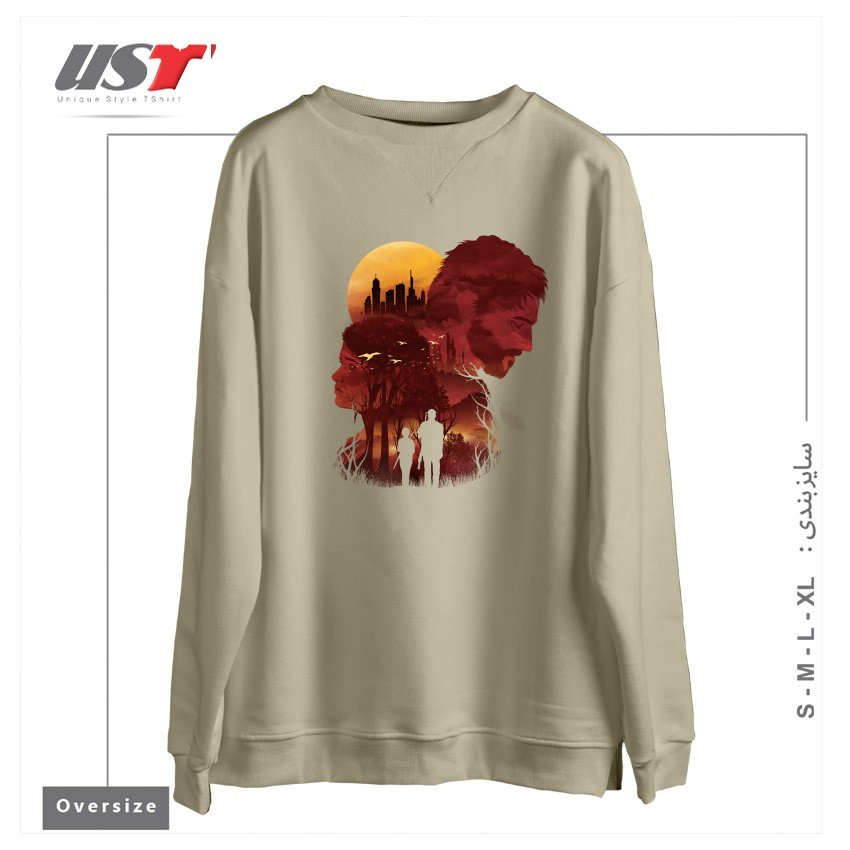 طرح THE LAST SUNSET سوییشرت اورسایزرنگ نخودی