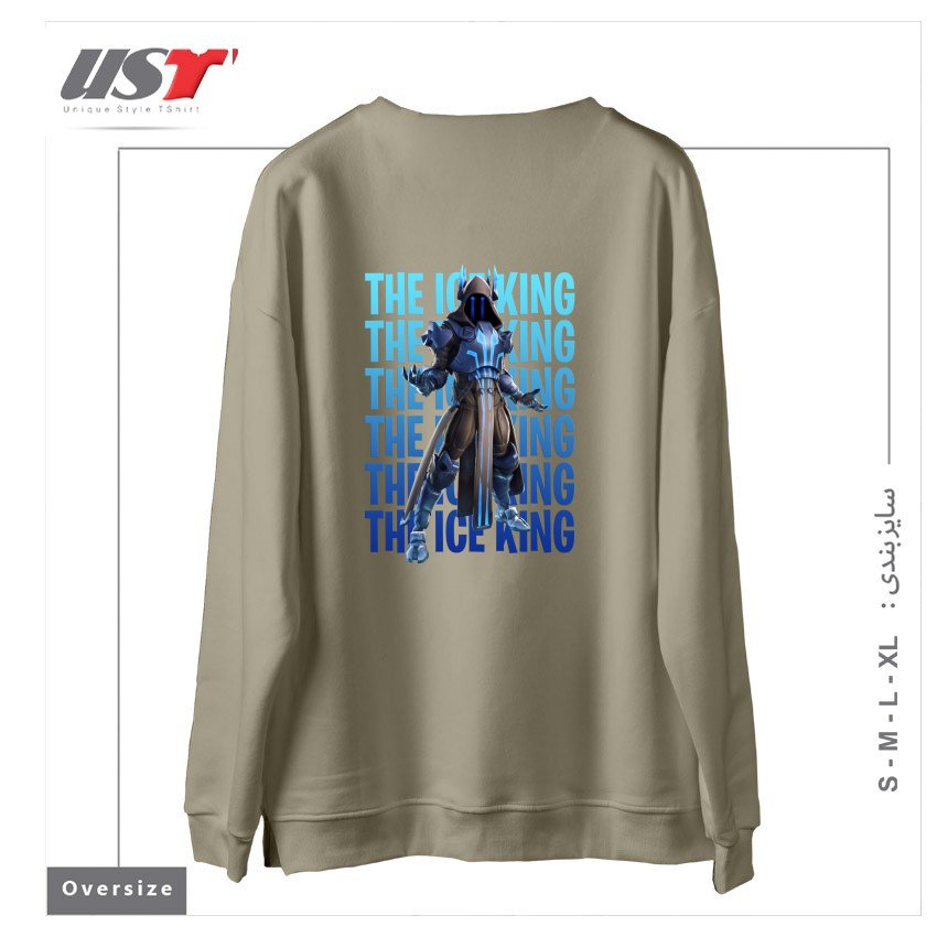 طرح THE ICE KING سوییشرت اورسایزرنگ نخودی