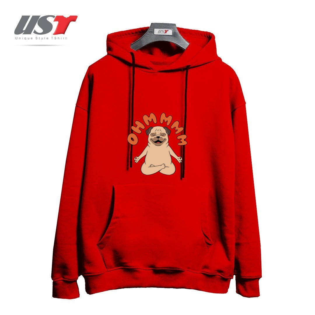 طرح DOG1 هودی اورسایزرنگ قرمز