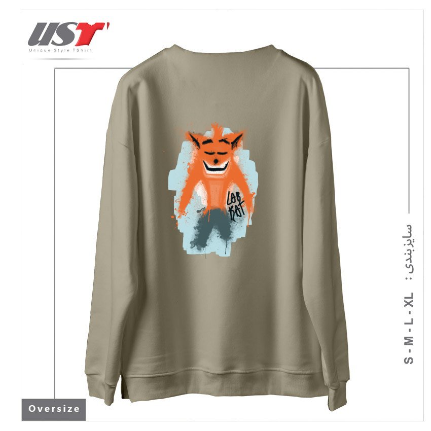 طرح LAB RAT سوییشرت اورسایزرنگ نخودی