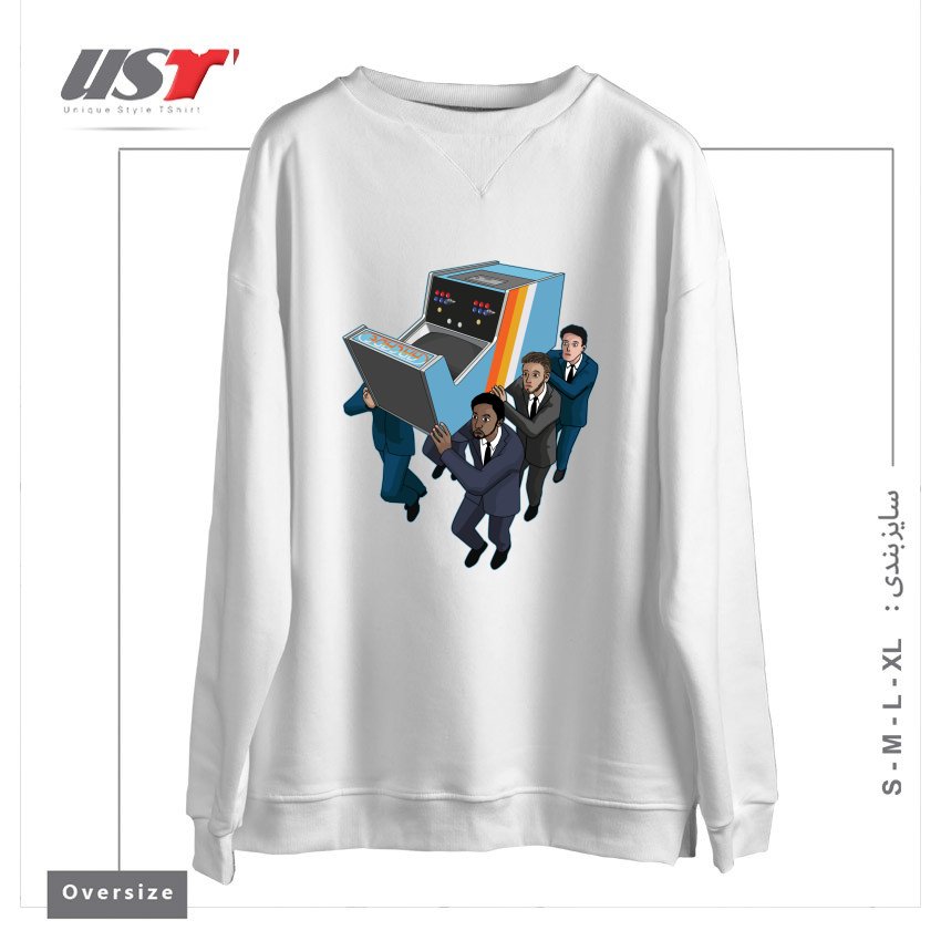 طرح GAME OVER2 سوییشرت اورسایزرنگ سفید