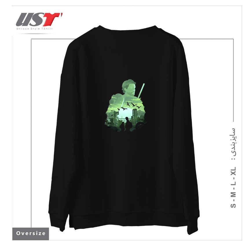 طرح ICONIC SUNSET سوییشرت اورسایزرنگ مشکی