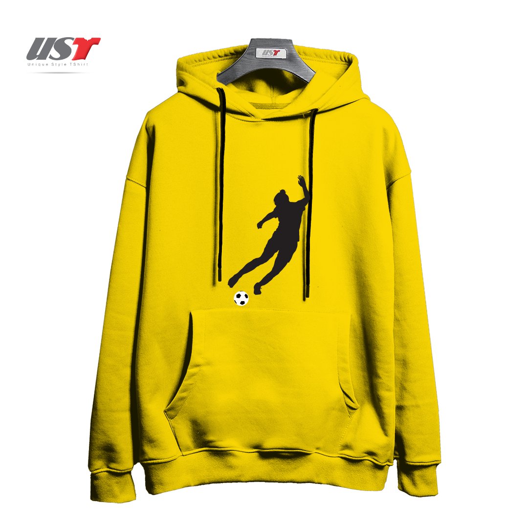 طرح WHAT A KICKER هودی اورسایزرنگ زرد