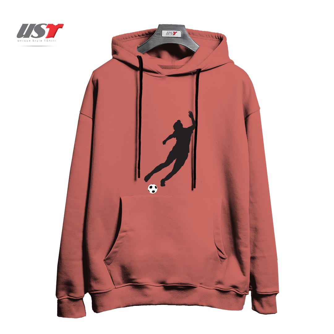 طرح WHAT A KICKER هودی اورسایزرنگ آجری