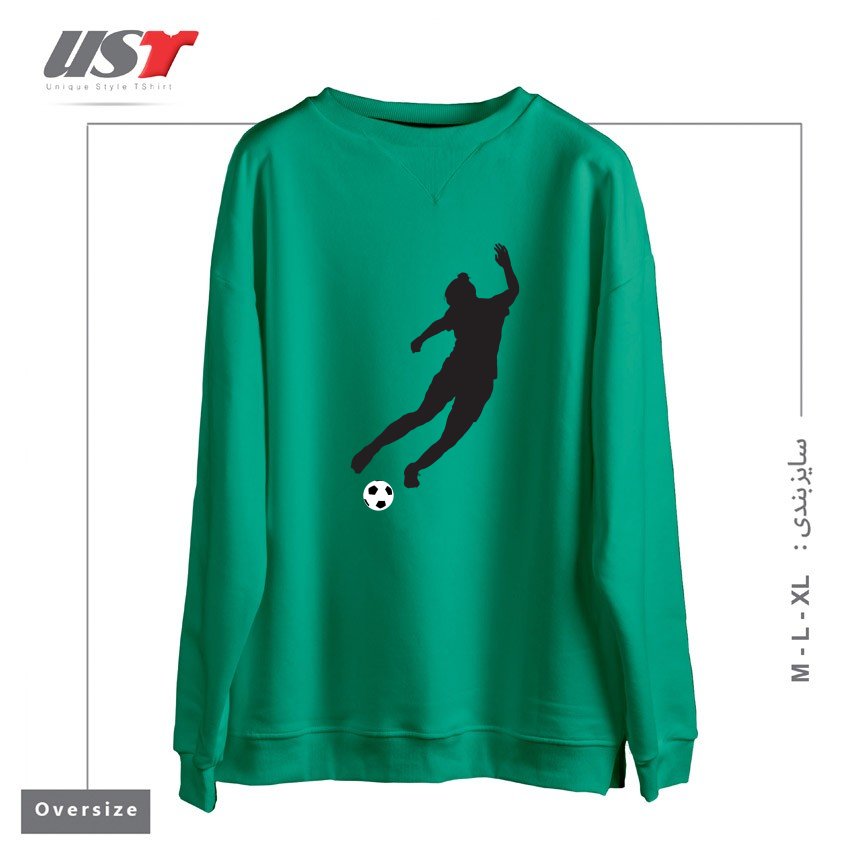 طرح WHAT A KICKER سوییشرت اورسایزرنگ سبز سدری