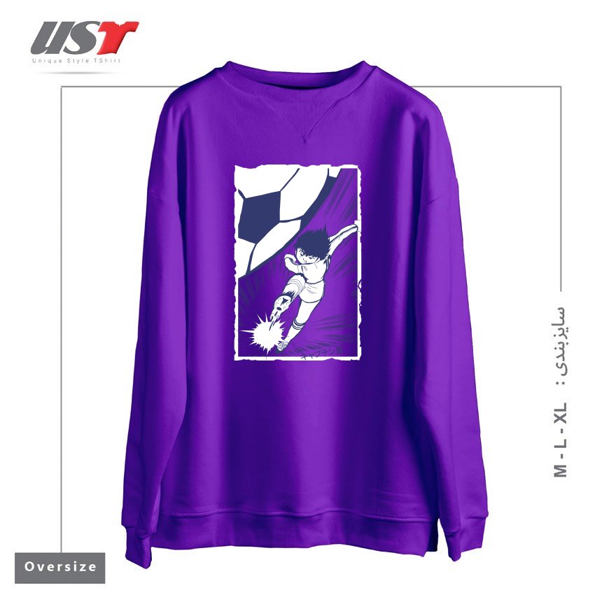 طرح TSUBASA سوییشرت اورسایزرنگ بنفش