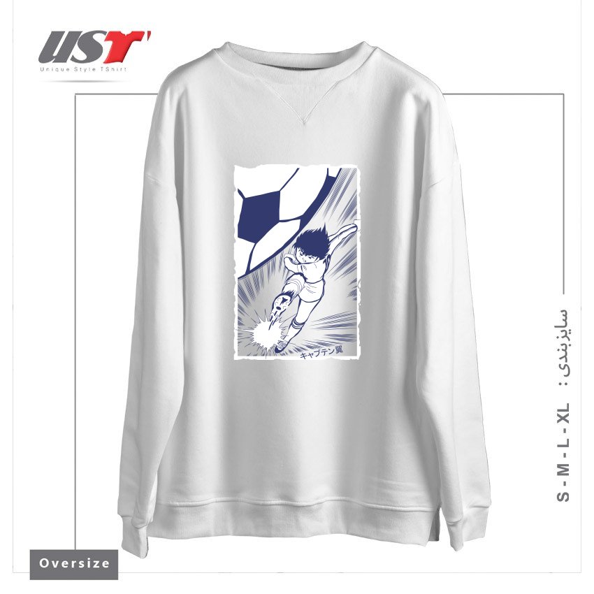 طرح TSUBASA سوییشرت اورسایزرنگ سفید