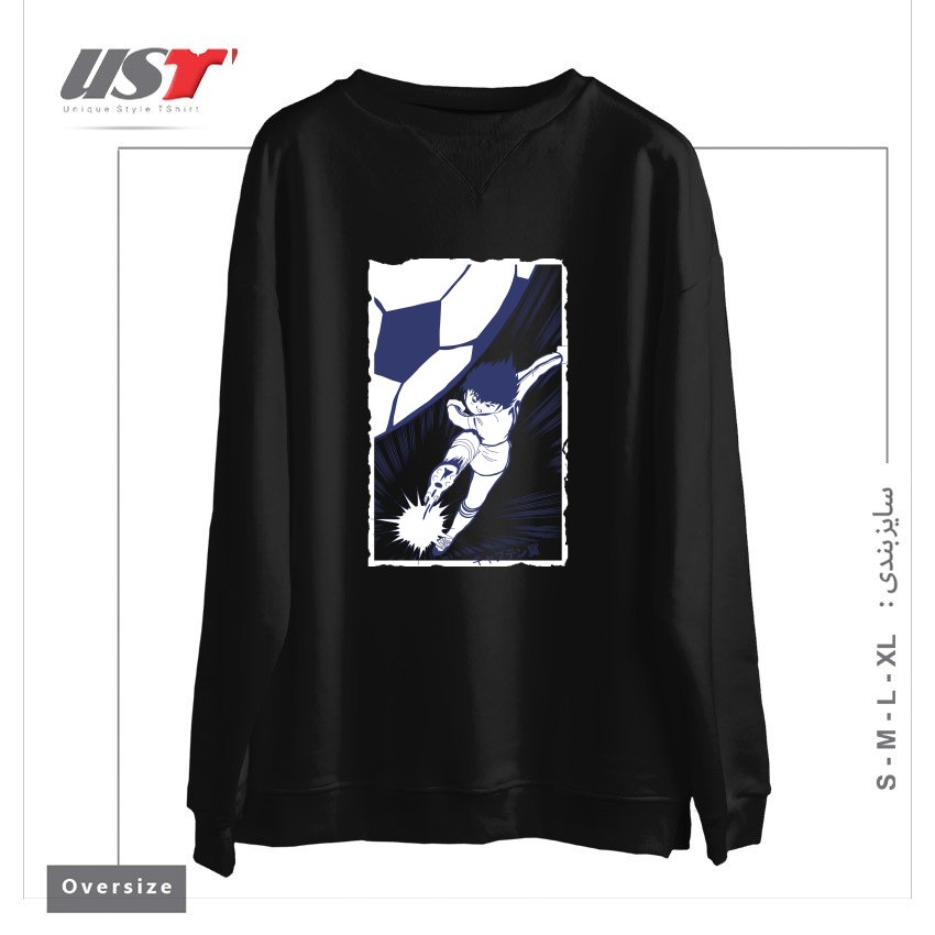 طرح TSUBASA سوییشرت اورسایزرنگ مشکی