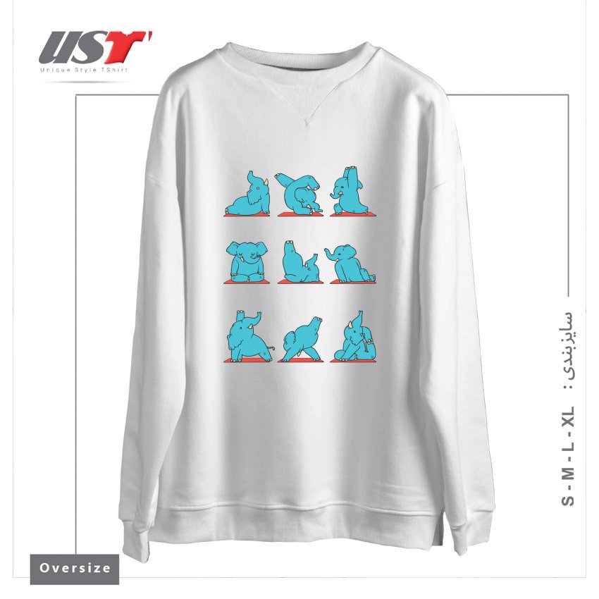 سوییشرت اورسایز طرح ELEPHANT YOGA