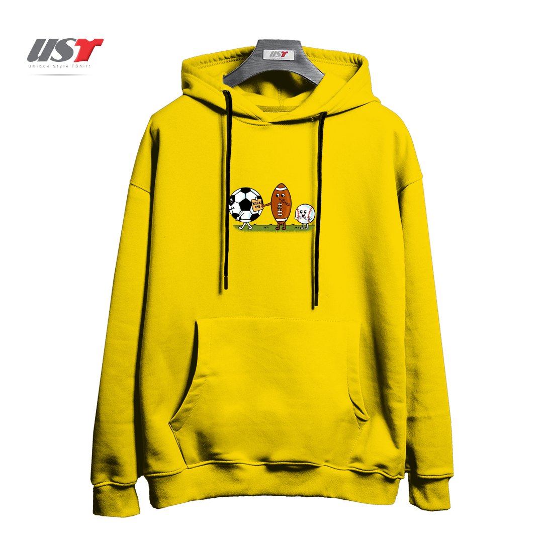 طرح SOCCER KICK ME هودی اورسایزرنگ زرد