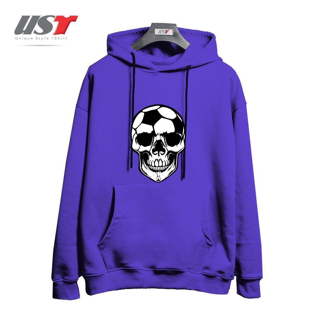 طرح SOCCER SKULL هودی اورسایزرنگ بنفش
