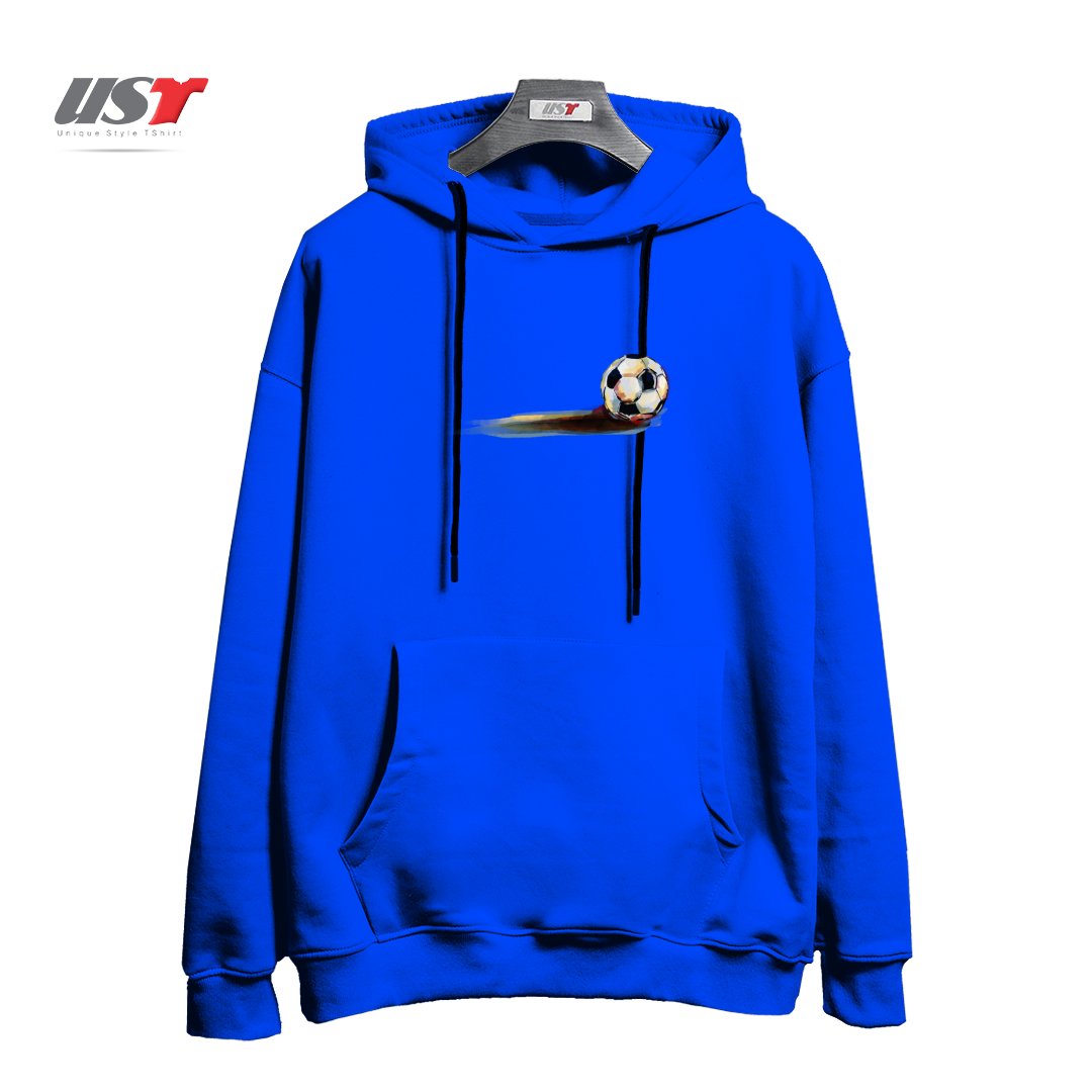 طرح SOCCER BALL هودی اورسایزرنگ آبی شالی
