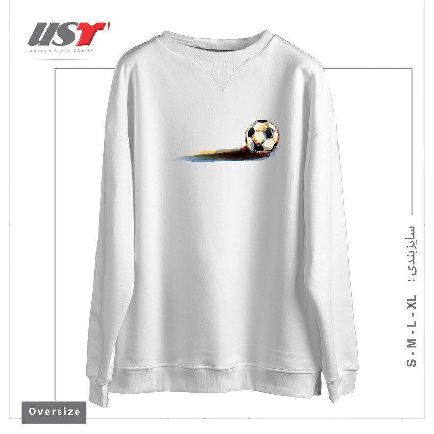 طرح SOCCER BALL سوییشرت اورسایزرنگ سفید