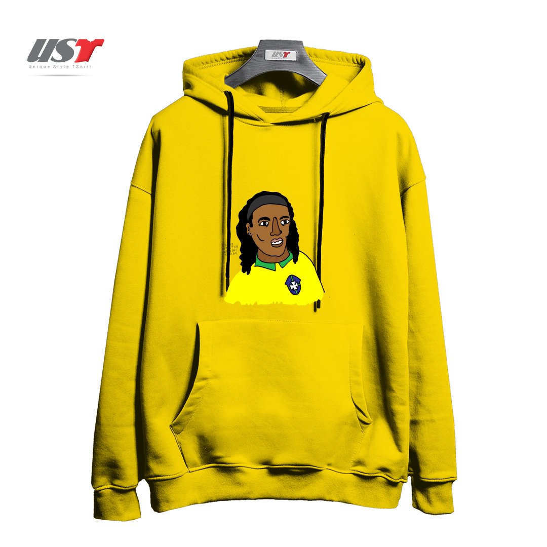 طرح RONALDINHO BRAZIL FOOTBALL T SHIRT هودی اورسایزرنگ زرد