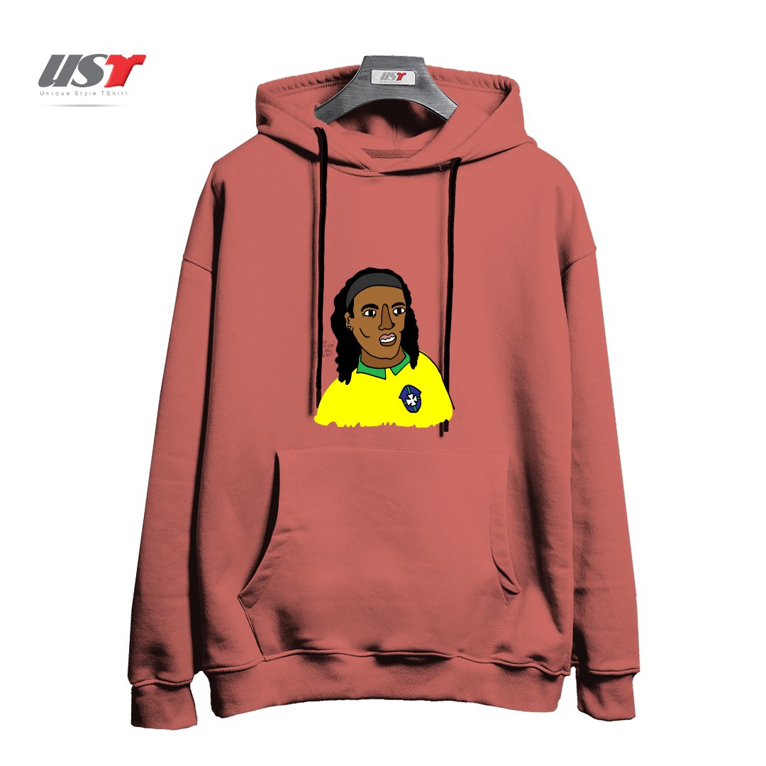 طرح RONALDINHO BRAZIL FOOTBALL T SHIRT هودی اورسایزرنگ آجری