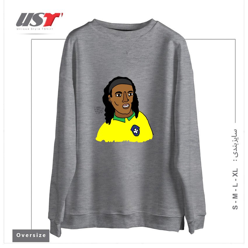 سوییشرت اورسایز طرح RONALDINHO BRAZIL FOOTBALL T SHIRT