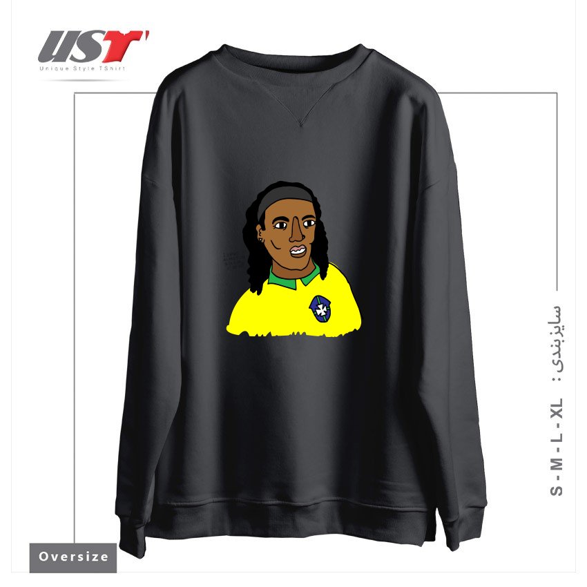 طرح RONALDINHO BRAZIL FOOTBALL T SHIRT سوییشرت اورسایزرنگ دودی