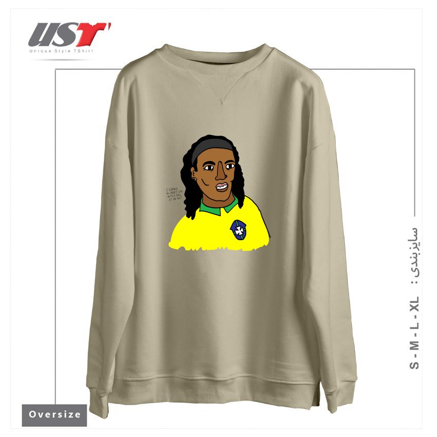 طرح RONALDINHO BRAZIL FOOTBALL T SHIRT سوییشرت اورسایزرنگ نخودی