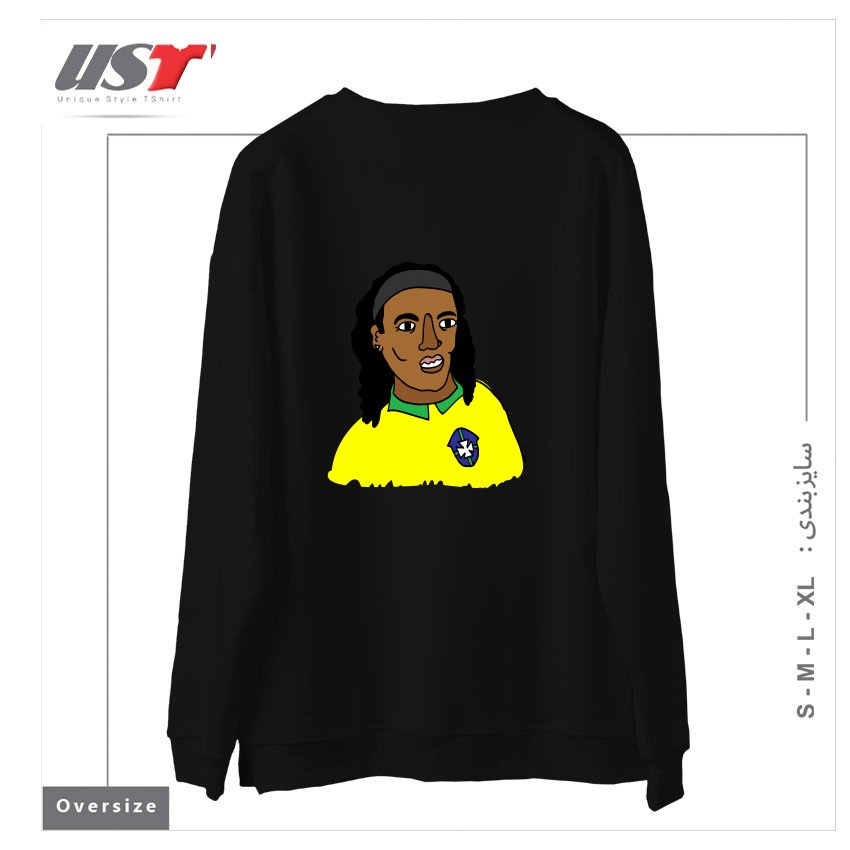 طرح RONALDINHO BRAZIL FOOTBALL T SHIRT سوییشرت اورسایزرنگ مشکی