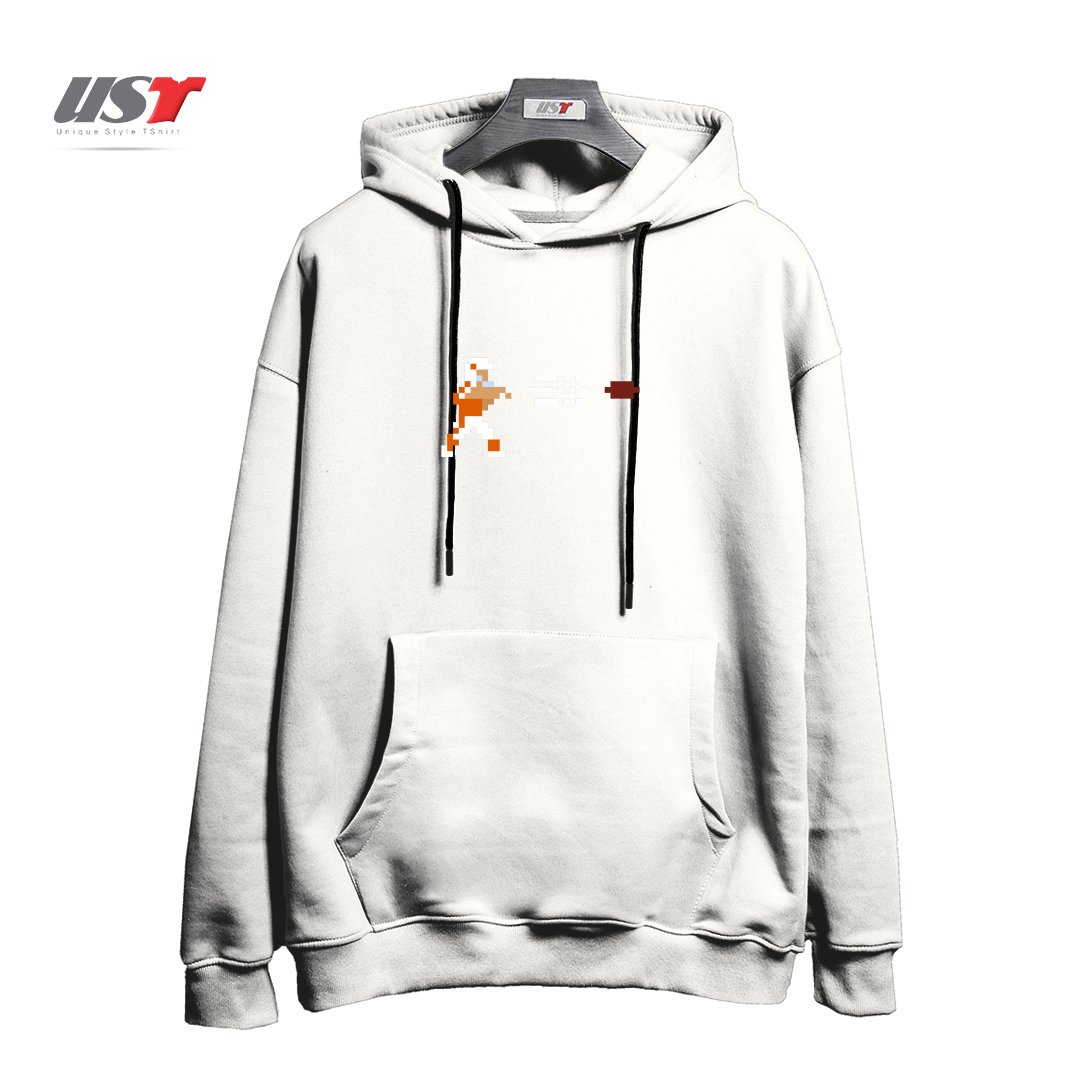 طرح RETRO BOWL QB THROW هودی اورسایزرنگ سفید