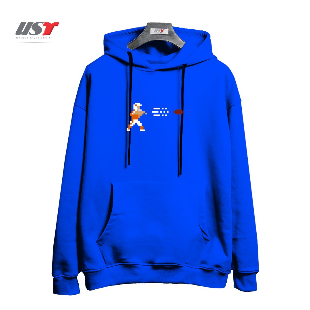 طرح RETRO BOWL QB THROW هودی اورسایزرنگ آبی شالی