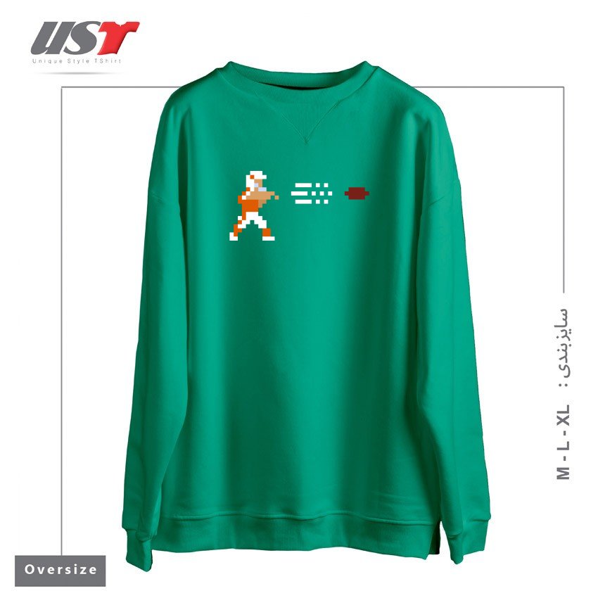 طرح RETRO BOWL QB THROW سوییشرت اورسایزرنگ سبز سدری