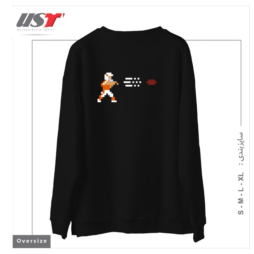 طرح RETRO BOWL QB THROW سوییشرت اورسایزرنگ مشکی