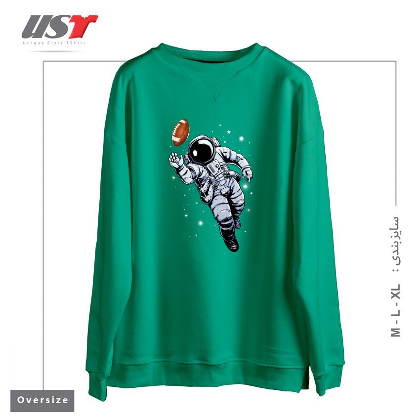 طرح PLANET FOOTBALL سوییشرت اورسایزرنگ سبز سدری
