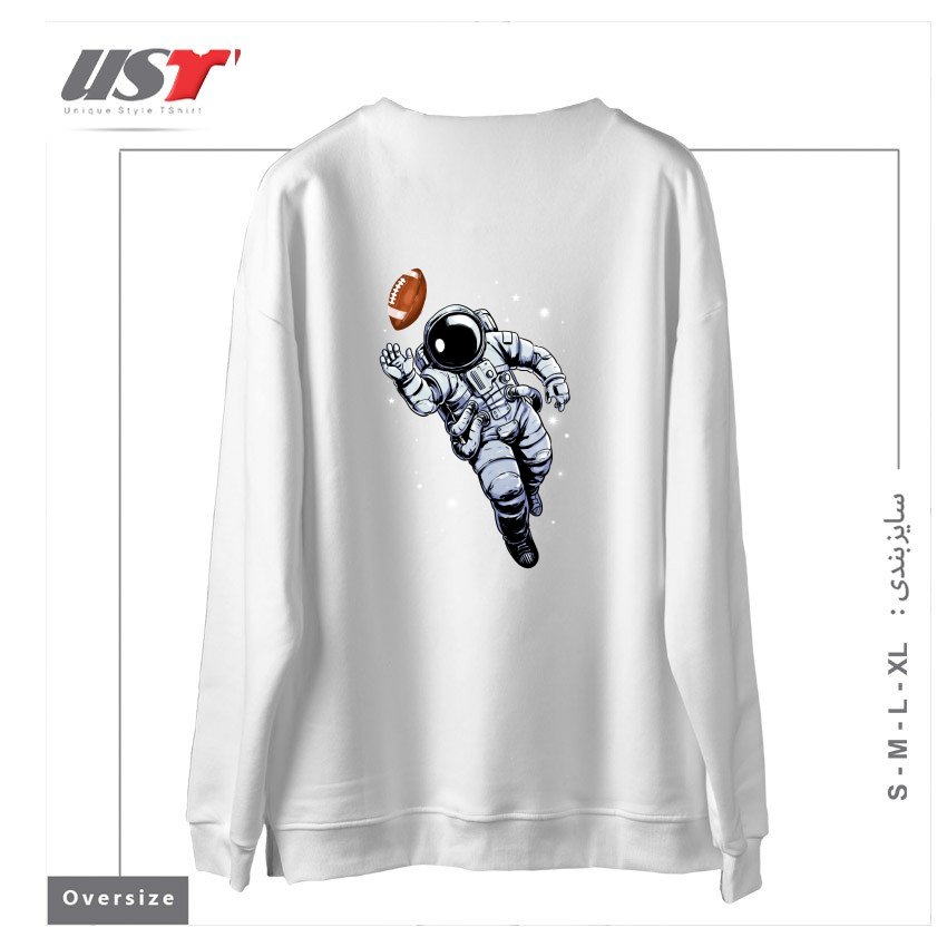 طرح PLANET FOOTBALL سوییشرت اورسایزرنگ سفید