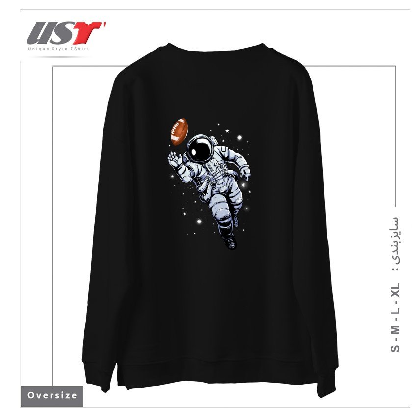 طرح PLANET FOOTBALL سوییشرت اورسایزرنگ مشکی