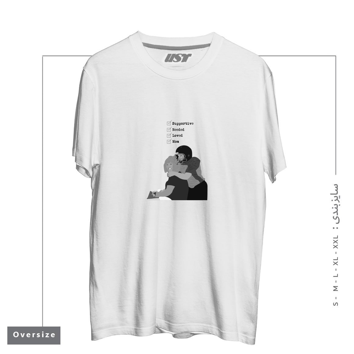 طرح MOM تیشرت اورسایزرنگ سفید