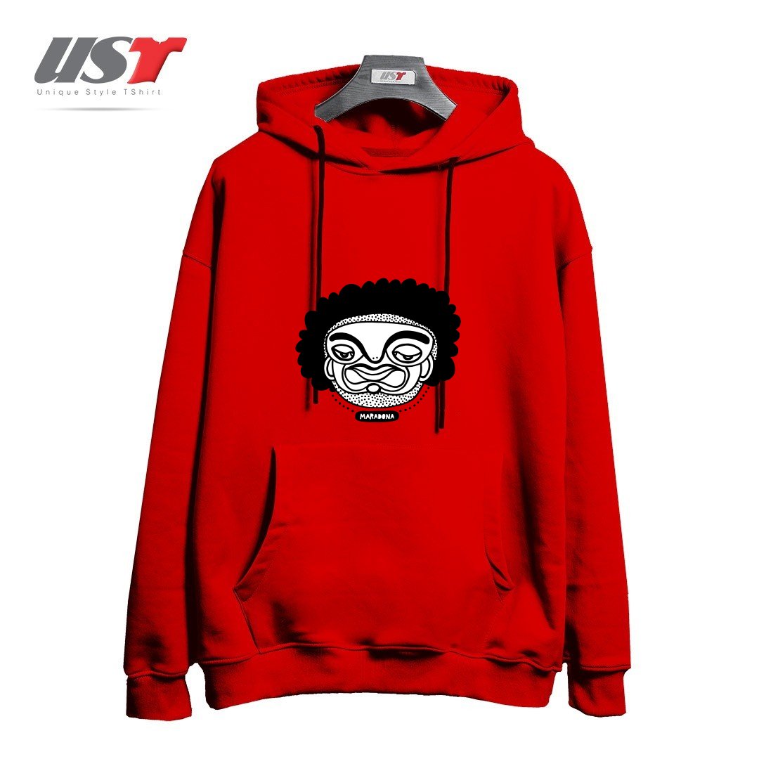 طرح MARADONA هودی اورسایزرنگ قرمز