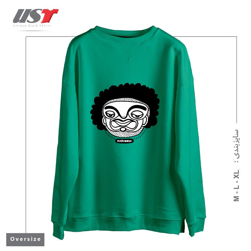 طرح MARADONA سوییشرت اورسایزرنگ سبز سدری