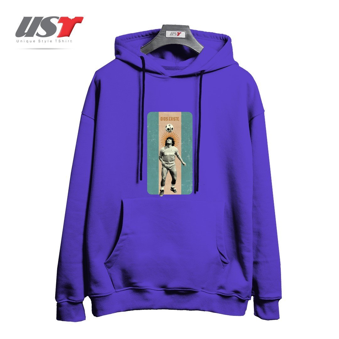 طرح MARADONA - DIOS EXISTE هودی اورسایزرنگ بنفش