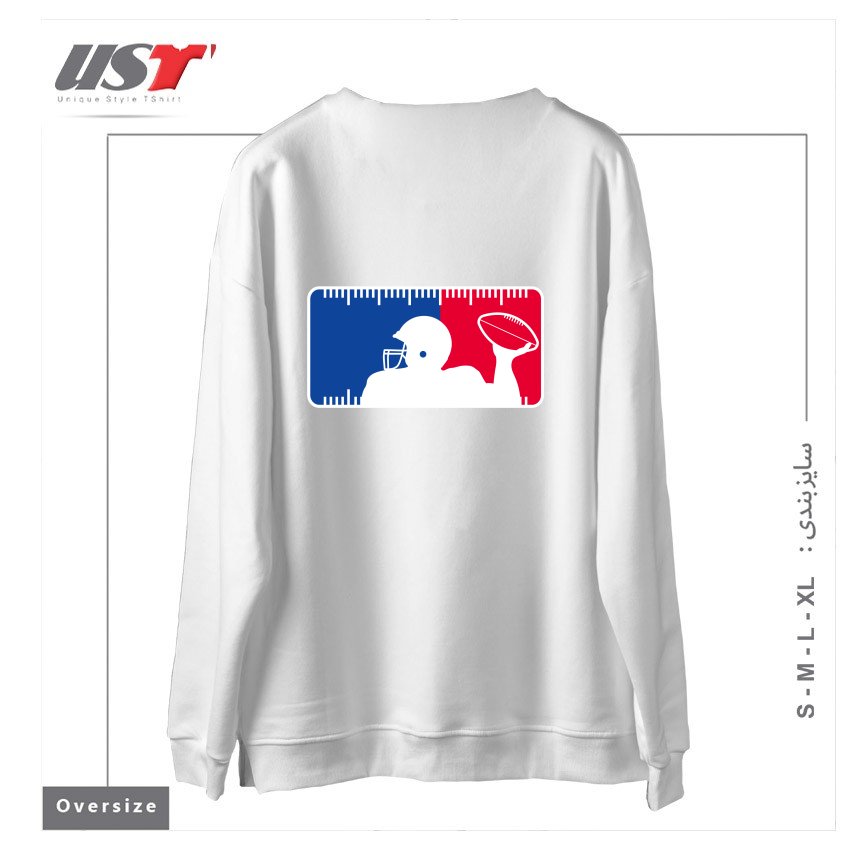 طرح MAJOR LEAGUE FOOTBALL سوییشرت اورسایزرنگ سفید