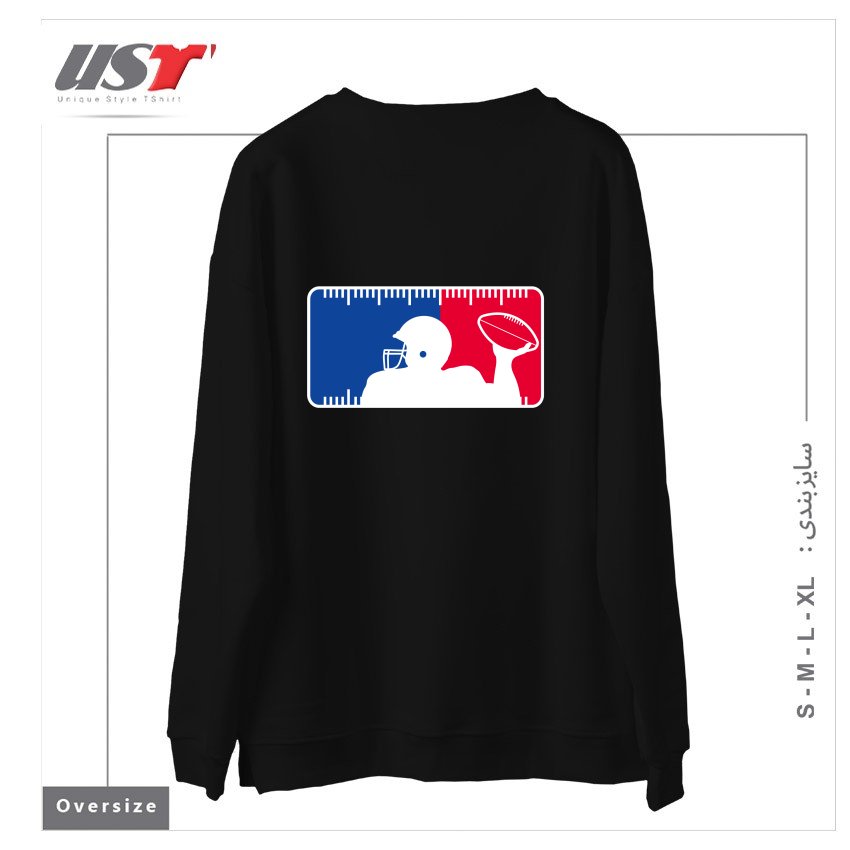 طرح MAJOR LEAGUE FOOTBALL سوییشرت اورسایزرنگ مشکی