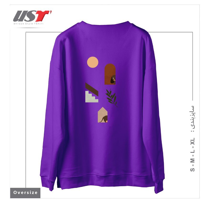 طرح HIDE AND SEEK DACHSHUND سوییشرت اورسایزرنگ بنفش