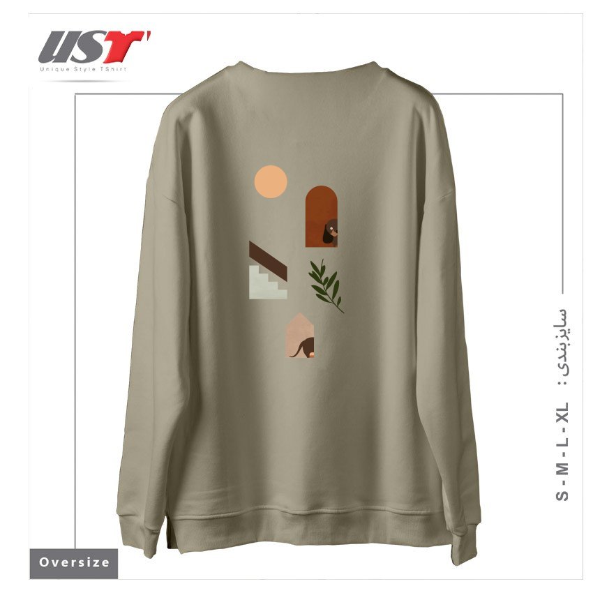 طرح HIDE AND SEEK DACHSHUND سوییشرت اورسایزرنگ نخودی