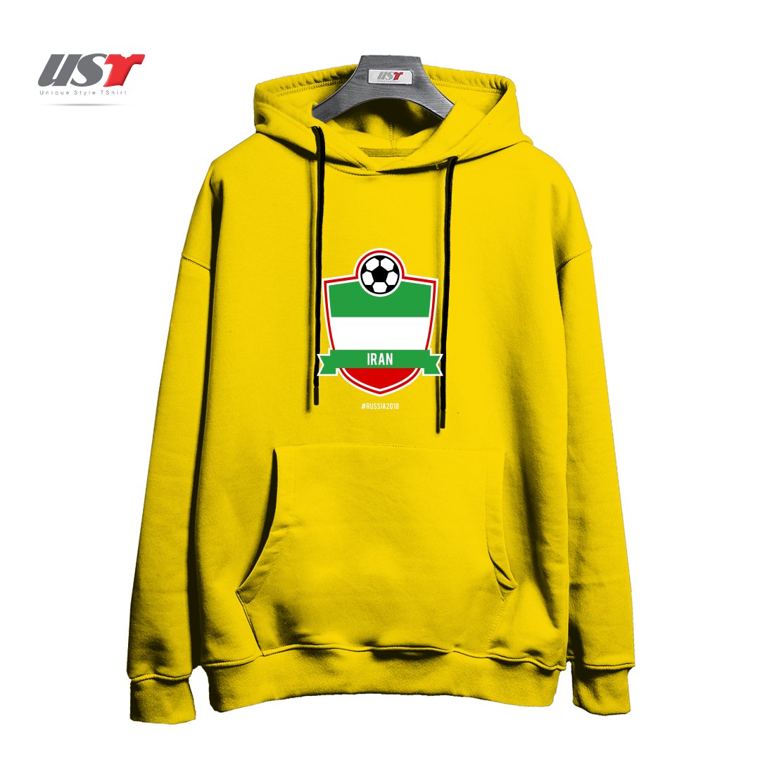 طرح IRAN TEAM - WORLD CUP - RUSSIA 2018 هودی اورسایزرنگ زرد