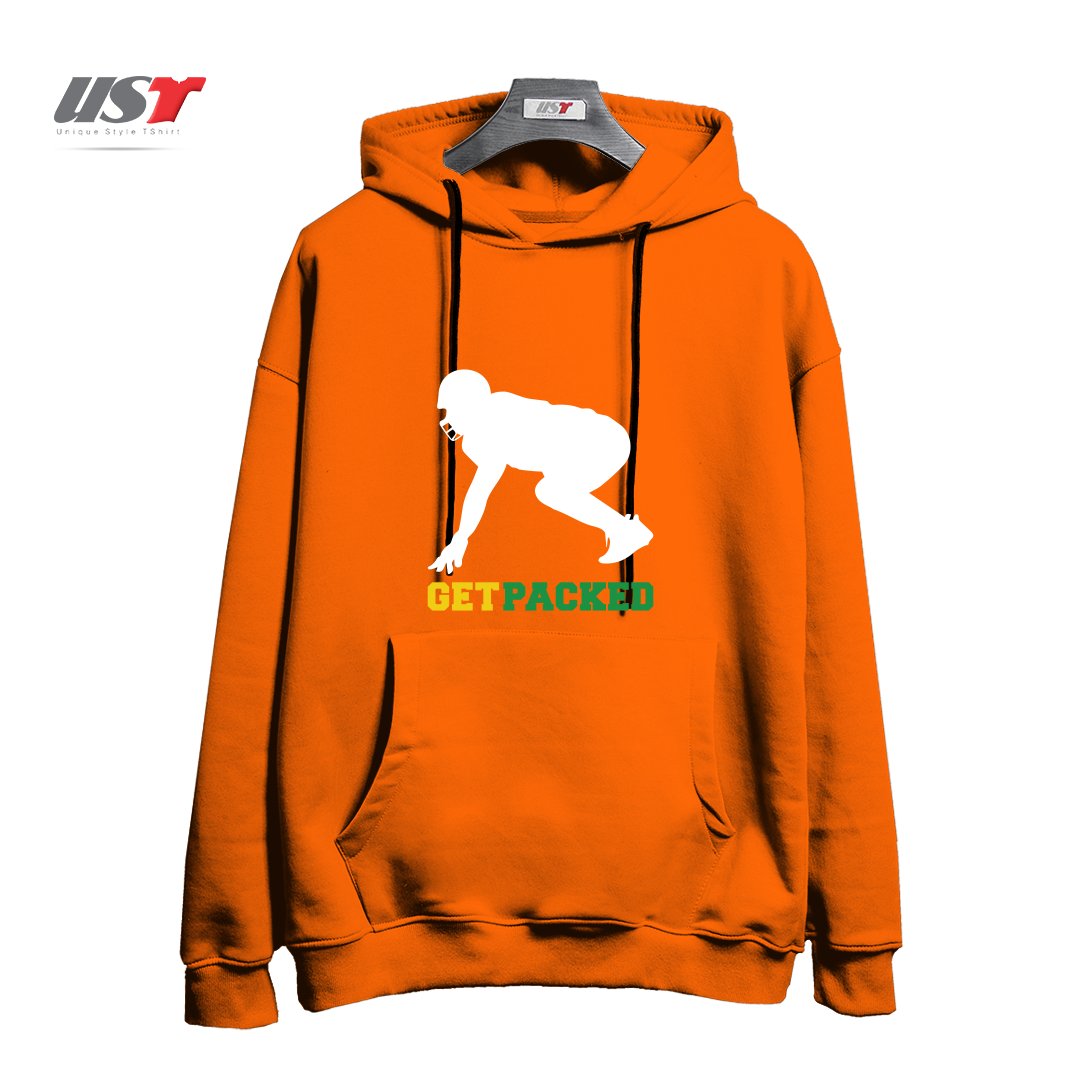 طرح GET PACKED هودی اورسایزرنگ نارنجی