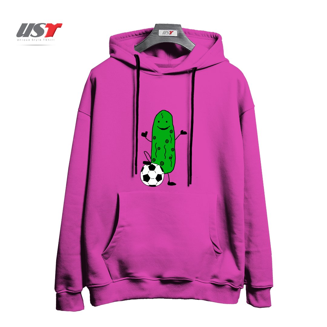 هودی اورسایز طرح FUNNY DILL PICKLE PLAYING SOCCER SPORTS CARTOON