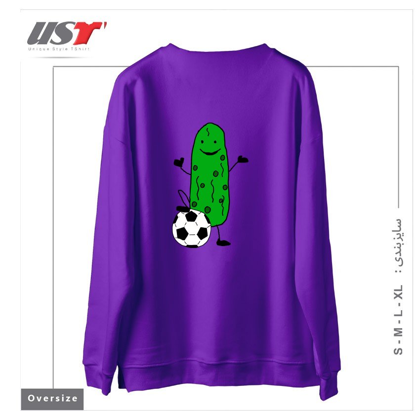 طرح FUNNY DILL PICKLE PLAYING SOCCER SPORTS CARTOON سوییشرت اورسایزرنگ بنفش