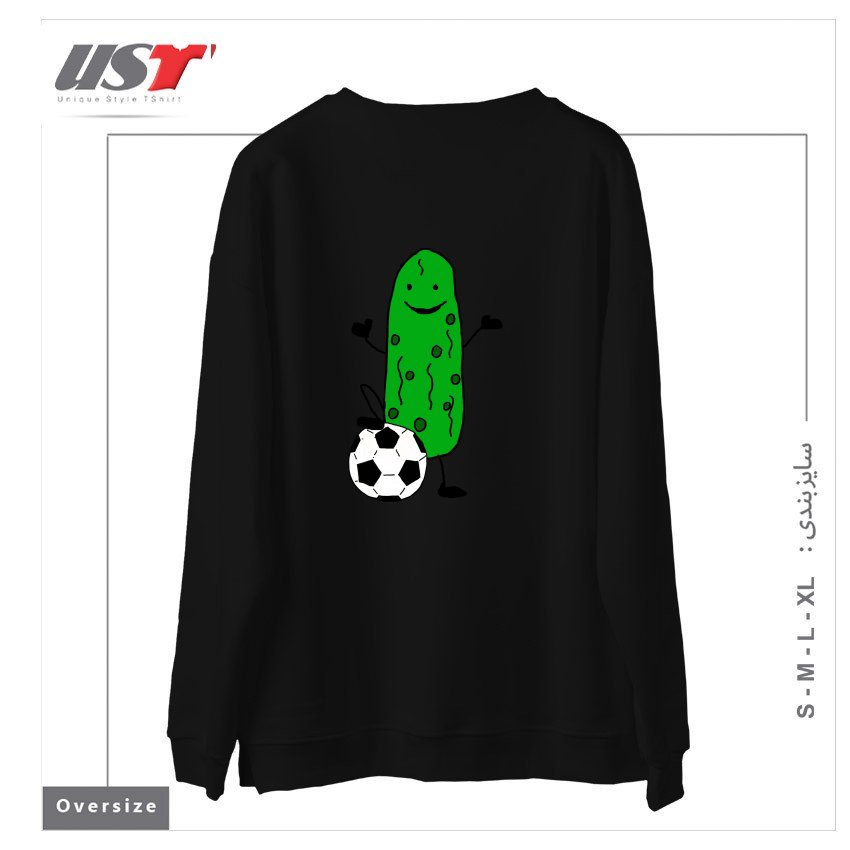طرح FUNNY DILL PICKLE PLAYING SOCCER SPORTS CARTOON سوییشرت اورسایزرنگ مشکی